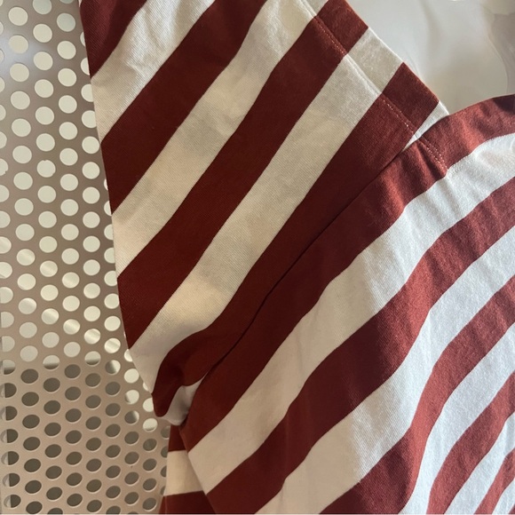 Anthropologie Dulcina Asymmetrical Top Size Small in Rust and White Stripes - Picture 7 of 12